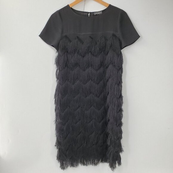 The Limited‎ Womens XS Black Short Sleeve Dress Tassels Great Gatsby Style - Picture 1 of 7